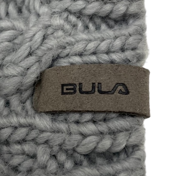 Bula grey fisherman chunky knit wool blend winter cold weather hat toque pompom - Picture 12 of 15